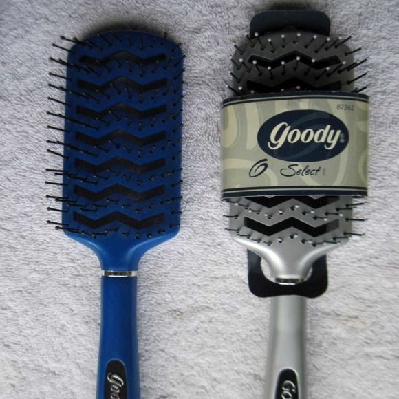 Goody Select Plastic Vented Flat Paddle Hair Brush Blow Dry 1999 Blue Silver - Picture 5 of 15